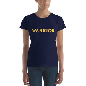 Womens Warrior Short Sleeve T-shirt (Yellow Print) - S / Navy - T-Shirts