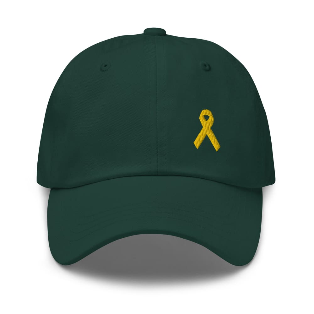 Yellow Ribbon Awareness Dad Hat for Sarcoma Suicide Prevention & Military Causes - Spruce