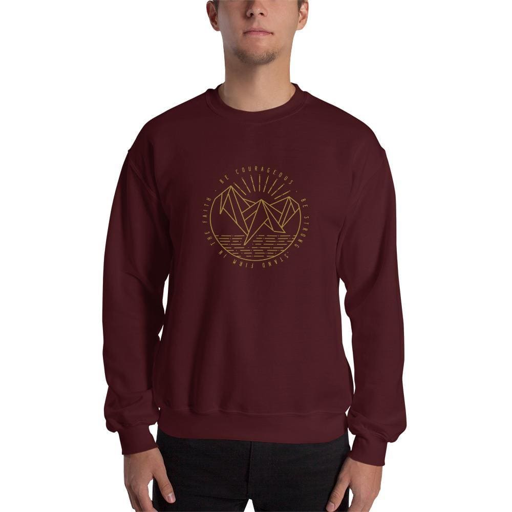 Be Courageous Be Strong Stand Firm in the Faith Christian Crewneck Sweatshirt - S / Maroon - Sweatshirts
