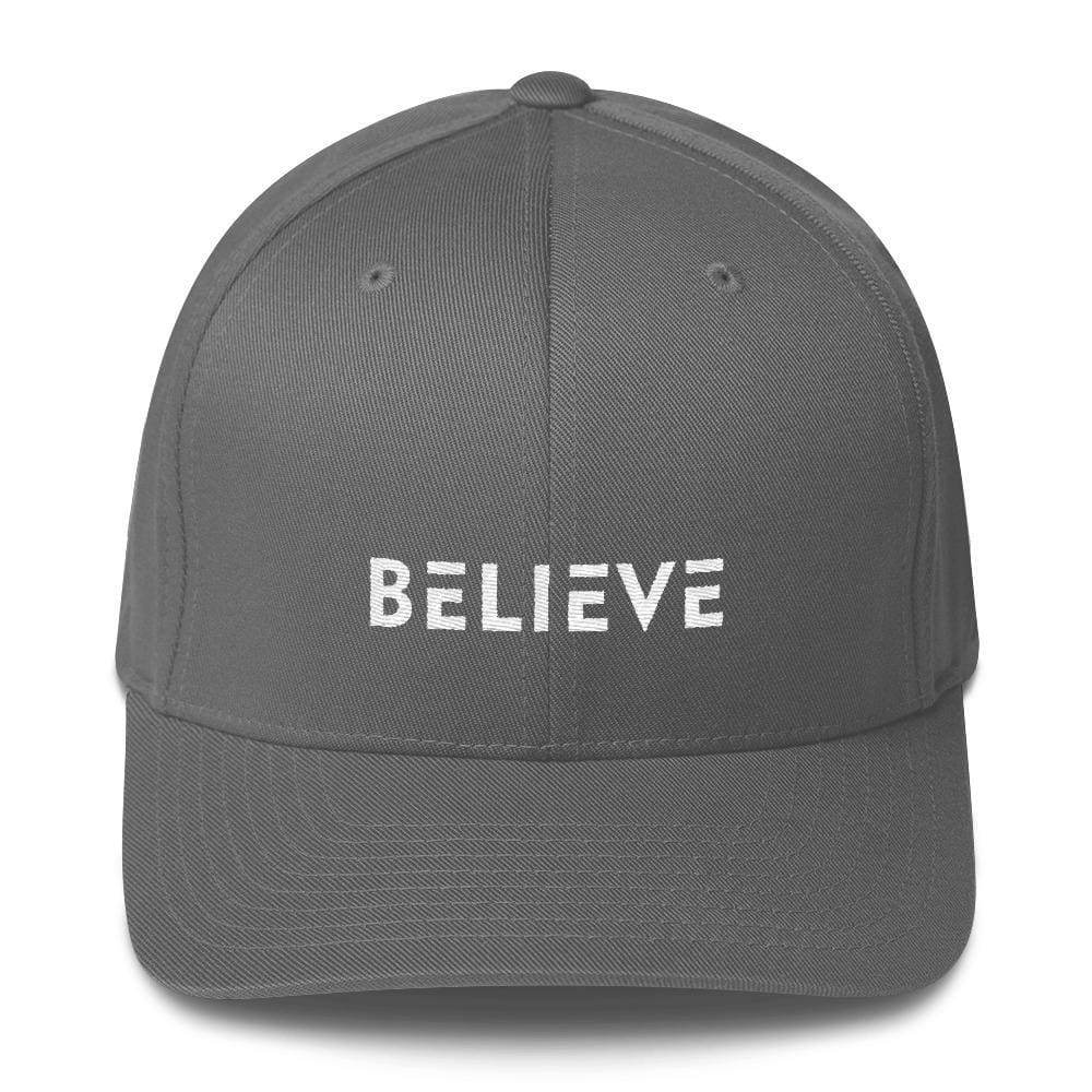 Believe Fitted Flexfit Twill Baseball Hat - S/m / Grey - Hats