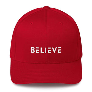 
            
                Load image into Gallery viewer, Believe Fitted Flexfit Twill Baseball Hat - S/m / Red - Hats
            
        