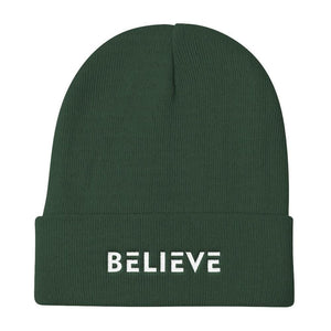 
            
                Load image into Gallery viewer, Believe Knit Beanie - One-size / Dark green - Hats
            
        