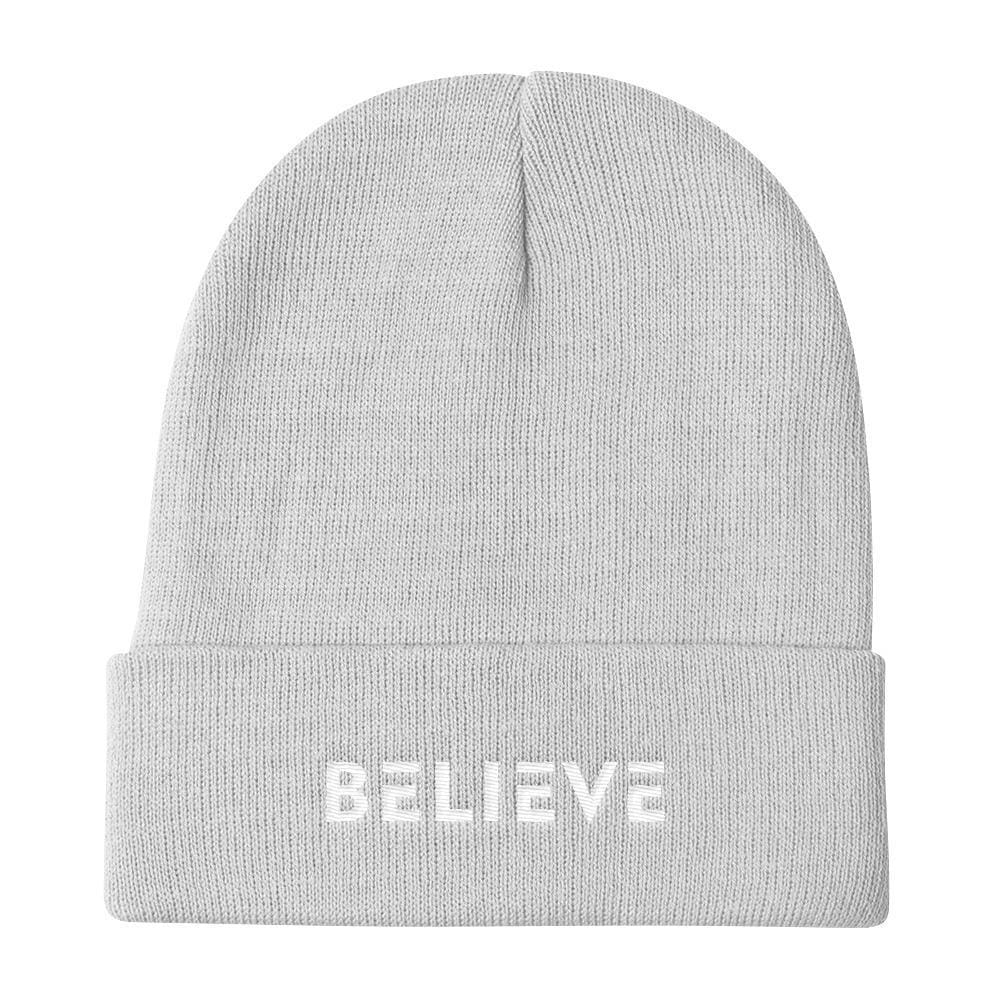 
            
                Load image into Gallery viewer, Believe Knit Beanie - One-size / White - Hats
            
        