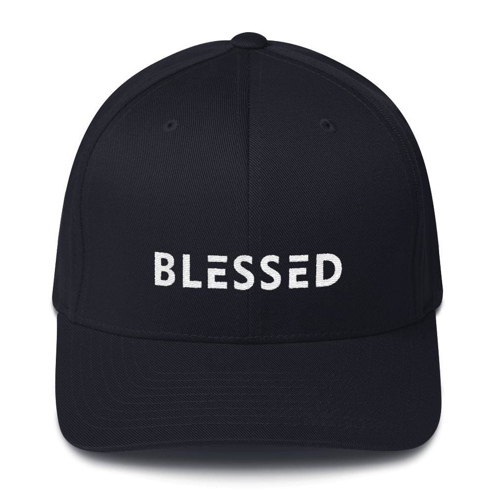 
            
                Load image into Gallery viewer, Blessed Fitted Flexfit Twill Baseball Hat - S/m / Dark Navy - Hats
            
        