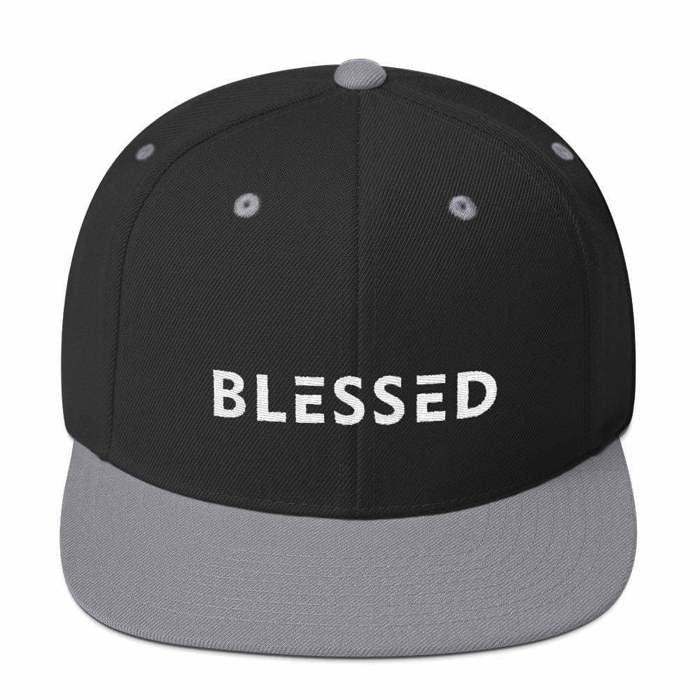 Blessed Flat Brim Snapback Hat (Multiple Colors) - One-size / Black/ Silver - Hats