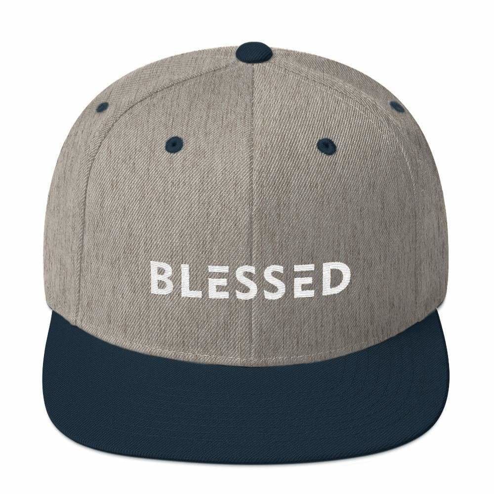 Blessed Flat Brim Snapback Hat (Multiple Colors) - One-size / Heather Grey/ Navy - Hats