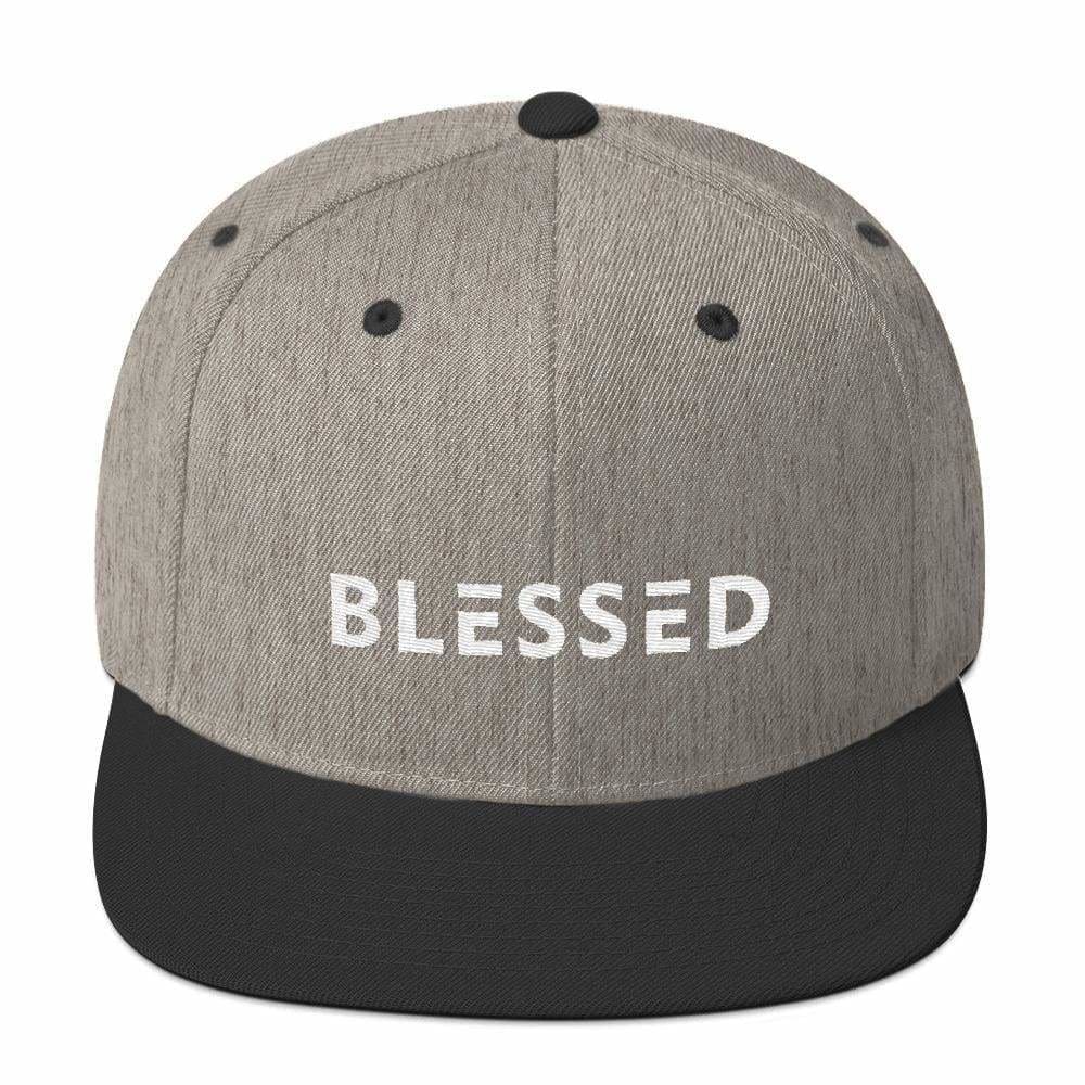 Blessed Flat Brim Snapback Hat (Multiple Colors) - One-size / Heather/Black - Hats