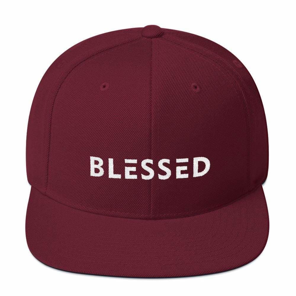 Blessed Flat Brim Snapback Hat (Multiple Colors) - One-size / Maroon - Hats
