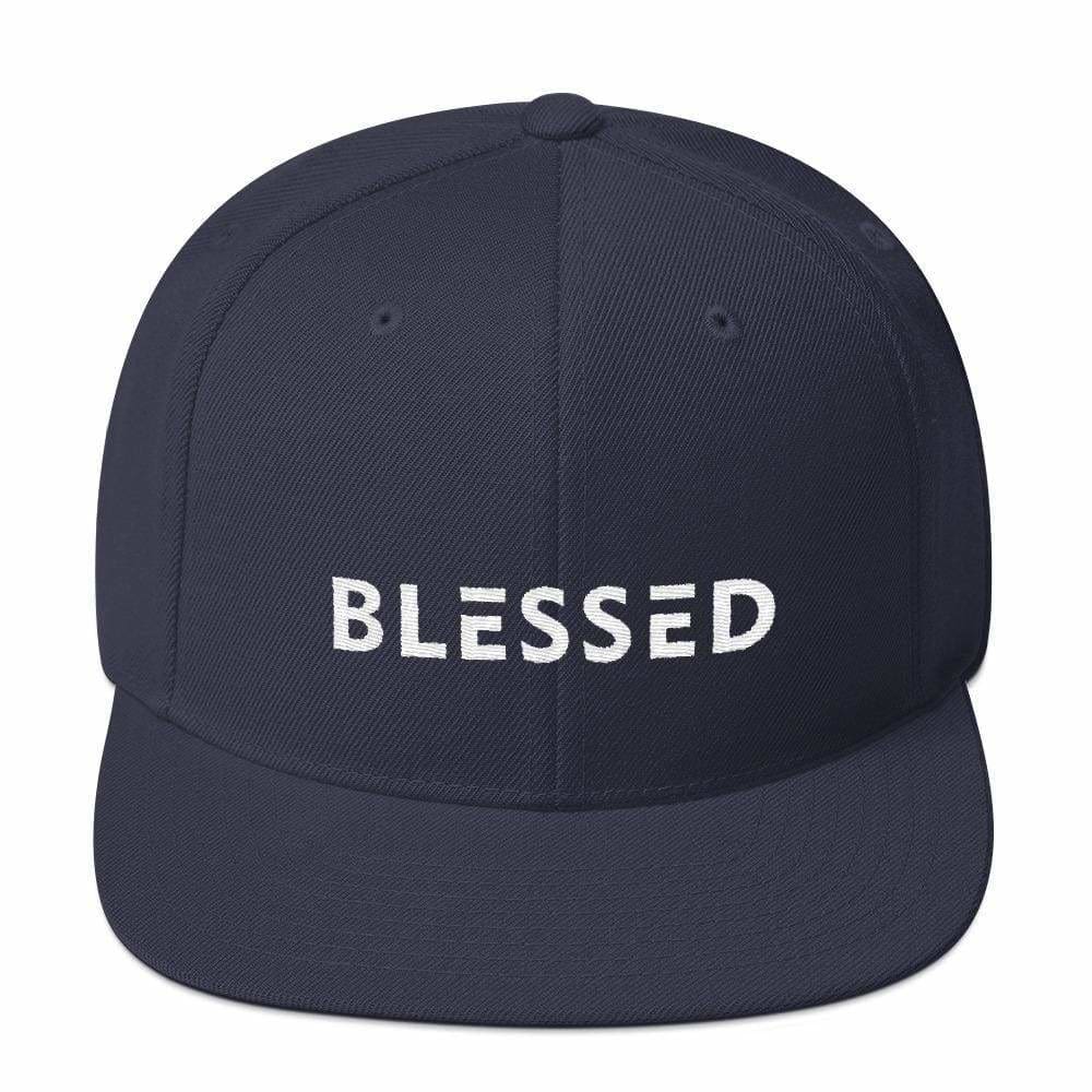 Blessed Flat Brim Snapback Hat (Multiple Colors) - One-size / Navy - Hats
