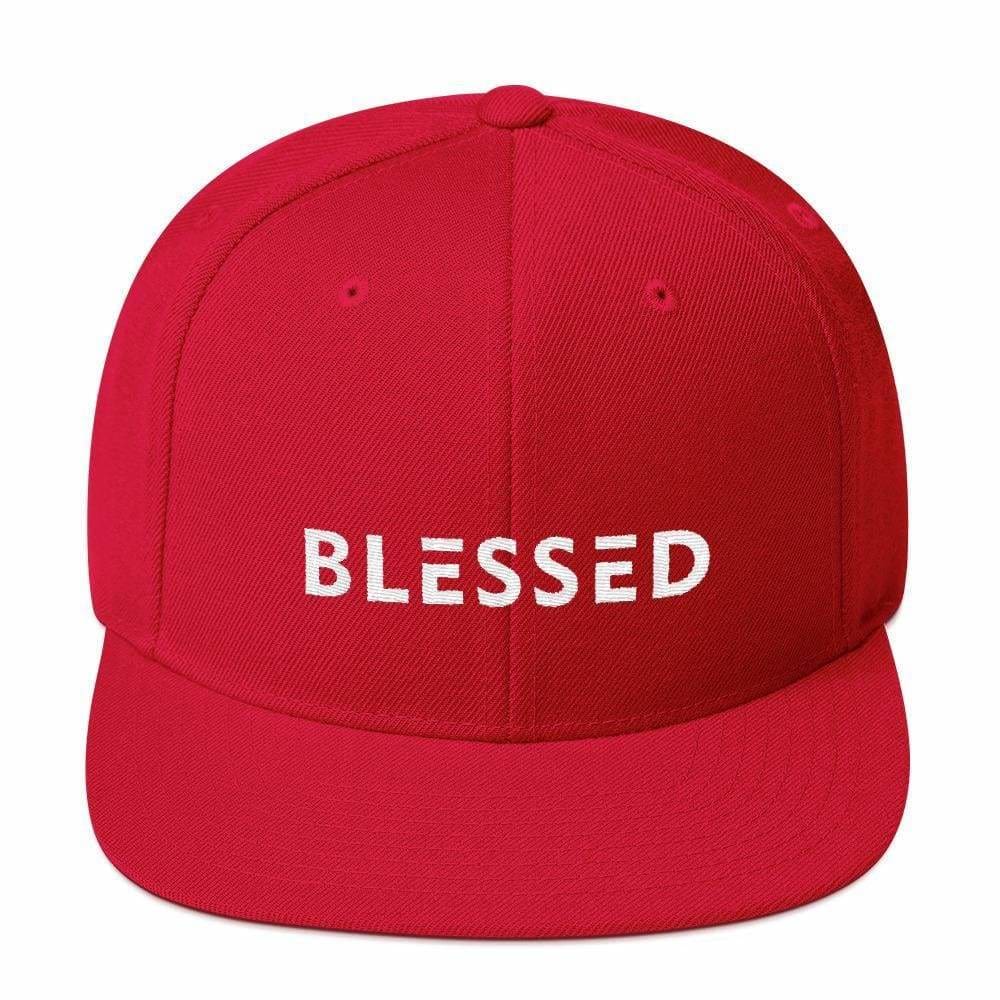 Blessed Flat Brim Snapback Hat (Multiple Colors) - One-size / Red - Hats