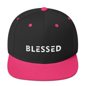 
            
                Load image into Gallery viewer, Blessed Flat Brim Snapback Hat - One-size / Black/ Neon Pink - Hats
            
        