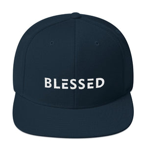 
            
                Load image into Gallery viewer, Blessed Flat Brim Snapback Hat - One-size / Dark Navy - Hats
            
        