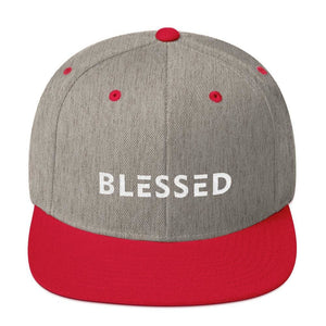 Blessed Flat Brim Snapback Hat - One-size / Heather Grey/ Red - Hats
