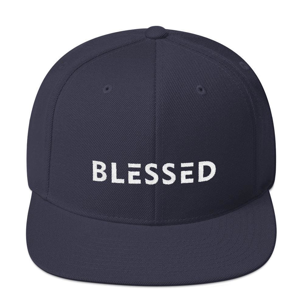 
            
                Load image into Gallery viewer, Blessed Flat Brim Snapback Hat - One-size / Navy - Hats
            
        