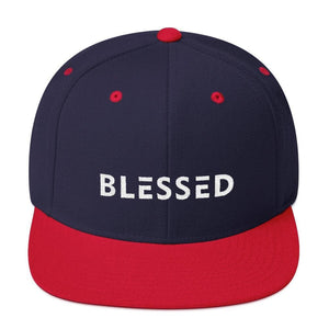 Blessed Flat Brim Snapback Hat - One-size / Navy/ Red - Hats