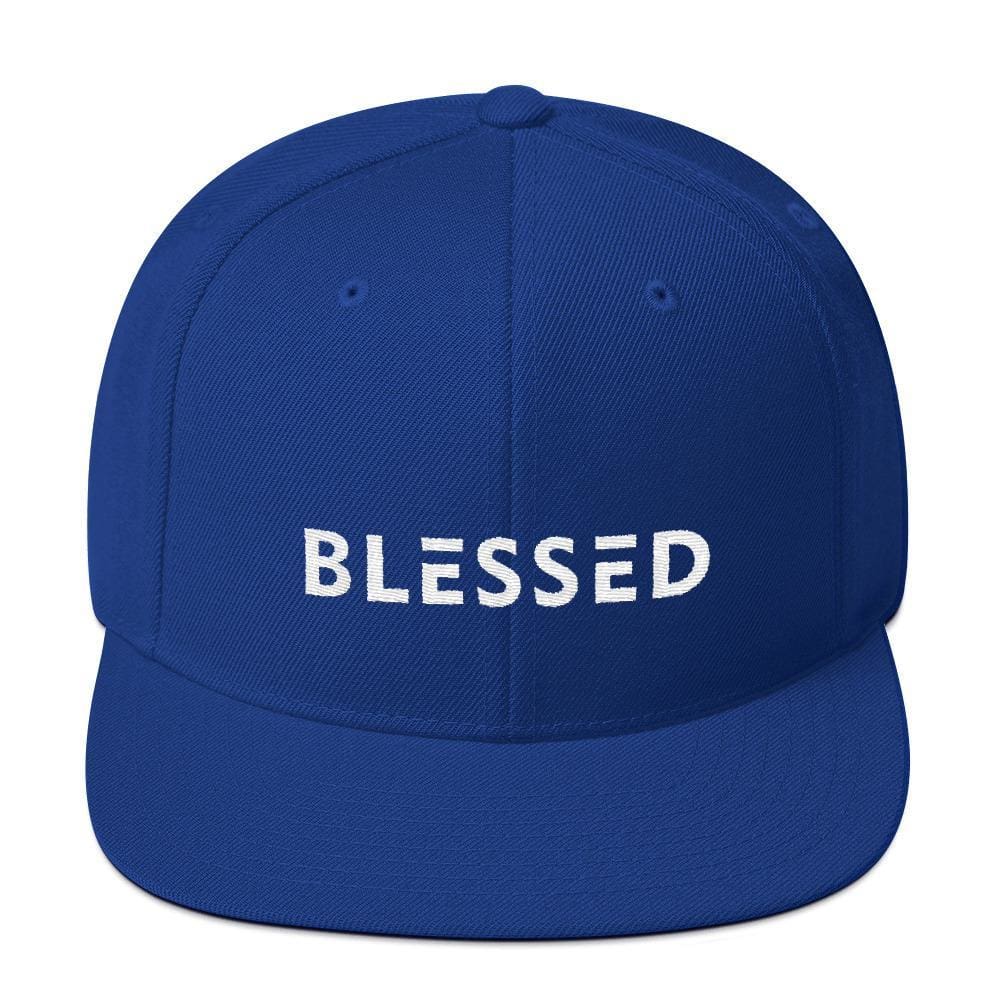 Blessed Flat Brim Snapback Hat - One-size / Royal Blue - Hats
