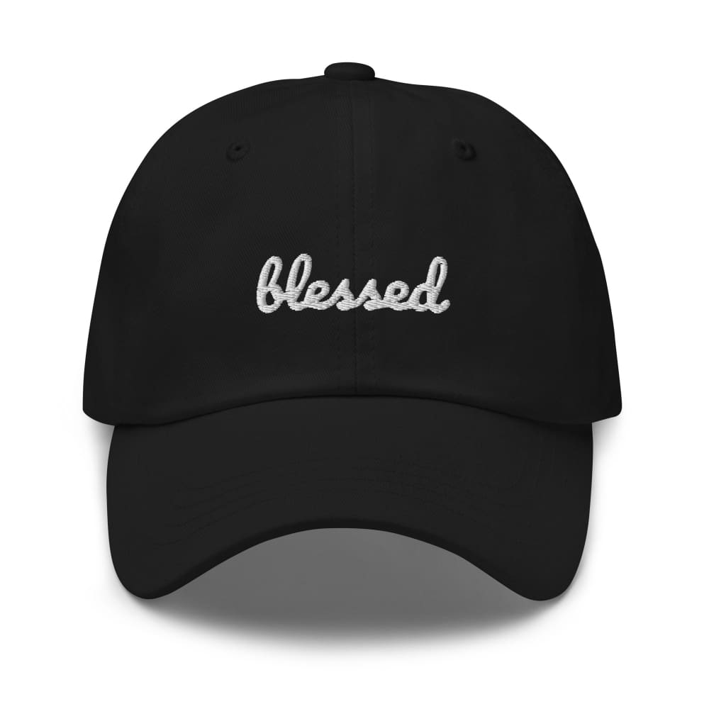 
            
                Load image into Gallery viewer, Blessed Scribble Christian Baseball Cap - Black
            
        