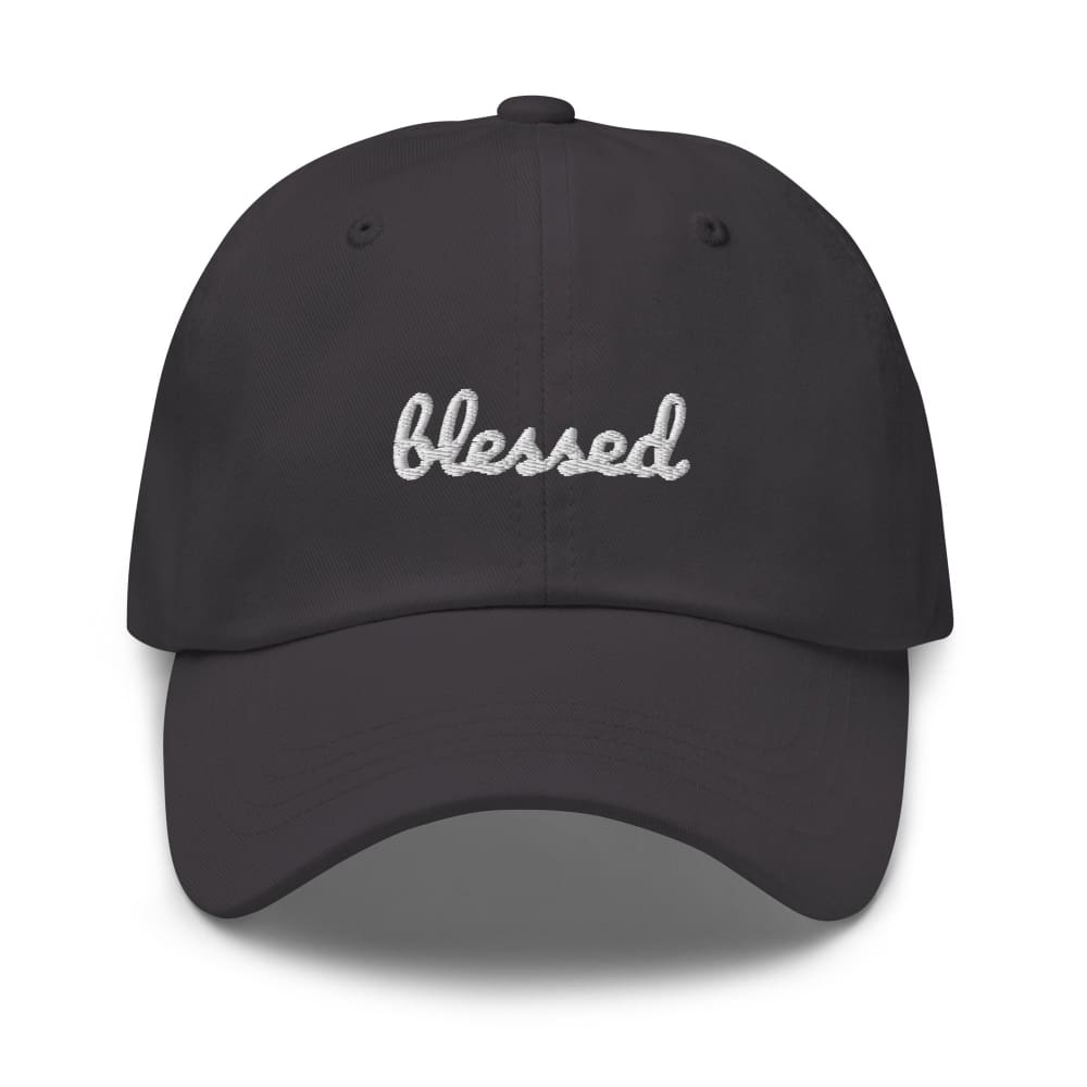 
            
                Load image into Gallery viewer, Blessed Scribble Christian Baseball Cap - Dark Grey
            
        
