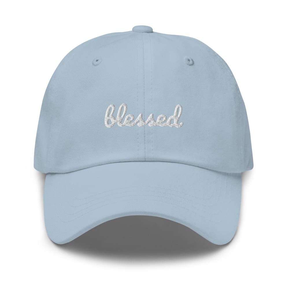 
            
                Load image into Gallery viewer, Blessed Scribble Christian Baseball Cap - Light Blue
            
        
