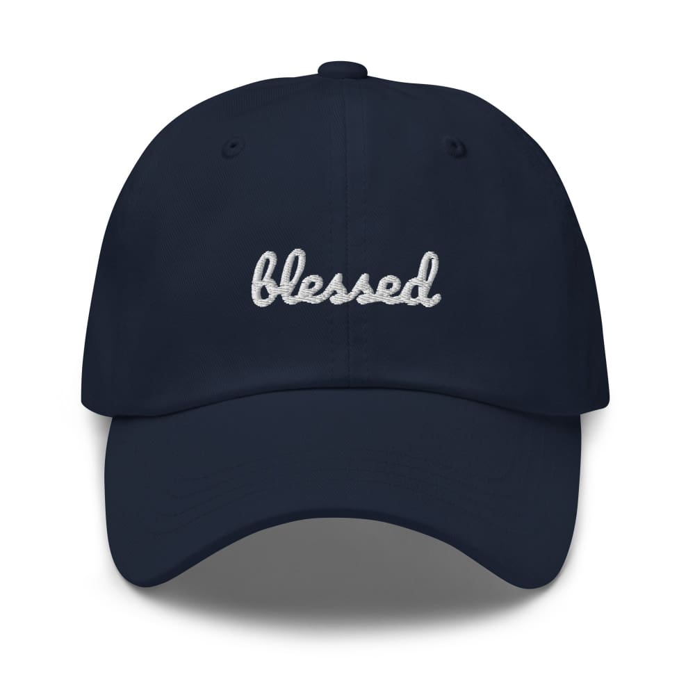 Blessed Scribble Christian Baseball Cap - Navy