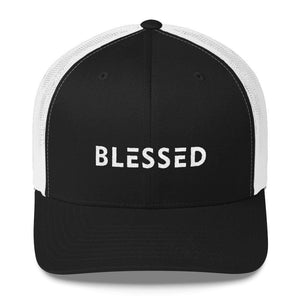 
            
                Load image into Gallery viewer, Blessed Snapback Trucker Hat - One-size / Black/ White - Hats
            
        