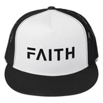 FAITH 5-Panel Christian Snapback Trucker Hat Embroidered in Black Thread