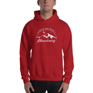 Faith Can Move Mountains Christian Pullover Hoodie Sweatshirt - S / Red - Sweatshirts