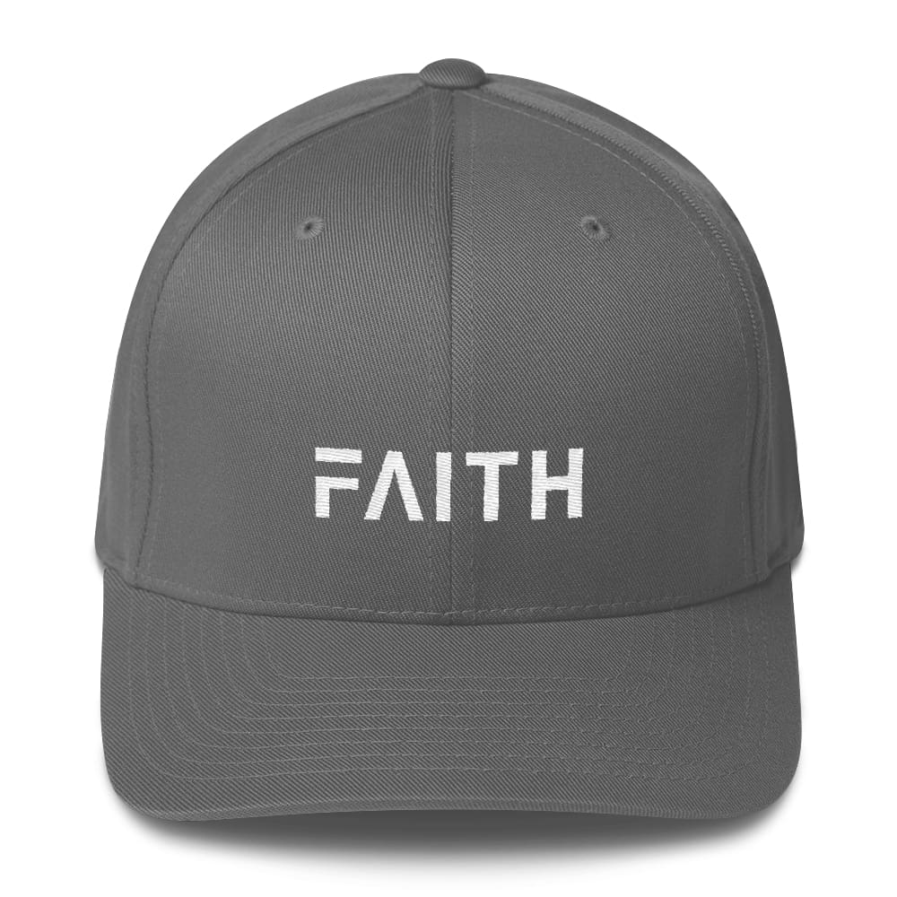 Faith Christian Fitted Flexfit Twill Baseball Hat - S/m / Grey - Hats