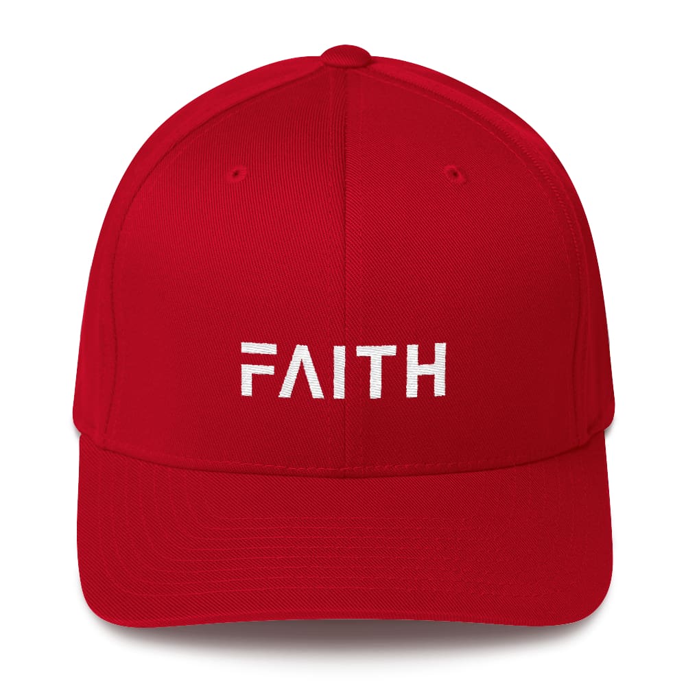 Faith Christian Fitted Flexfit Twill Baseball Hat - S/m / Red - Hats