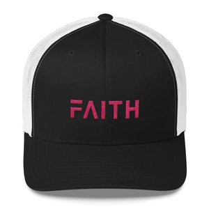 Faith Christian Snapback Trucker Hat Embroidered In Pink Thread - One-Size / Black And White - Hats