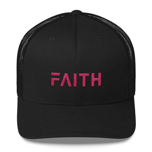 Faith Christian Snapback Trucker Hat Embroidered In Pink Thread - One-Size / Black - Hats