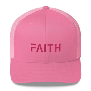 Faith Christian Snapback Trucker Hat Embroidered In Pink Thread - One-Size / Pink - Hats