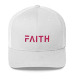 FAITH Christian Snapback Trucker Hat Embroidered in Pink Thread