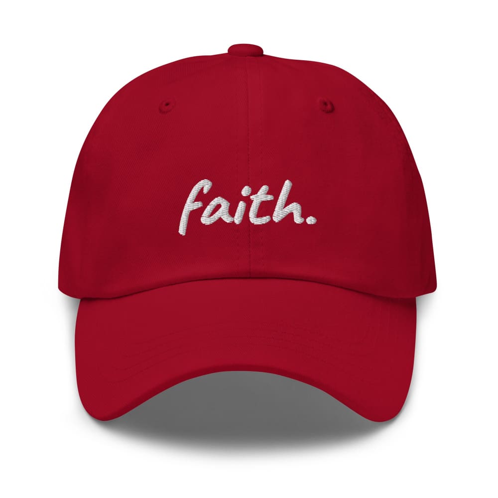 Faith Scribble Christian Cotton Baseball Cap - Cranberry