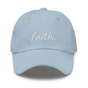 Faith Scribble Christian Cotton Baseball Cap - Light Blue