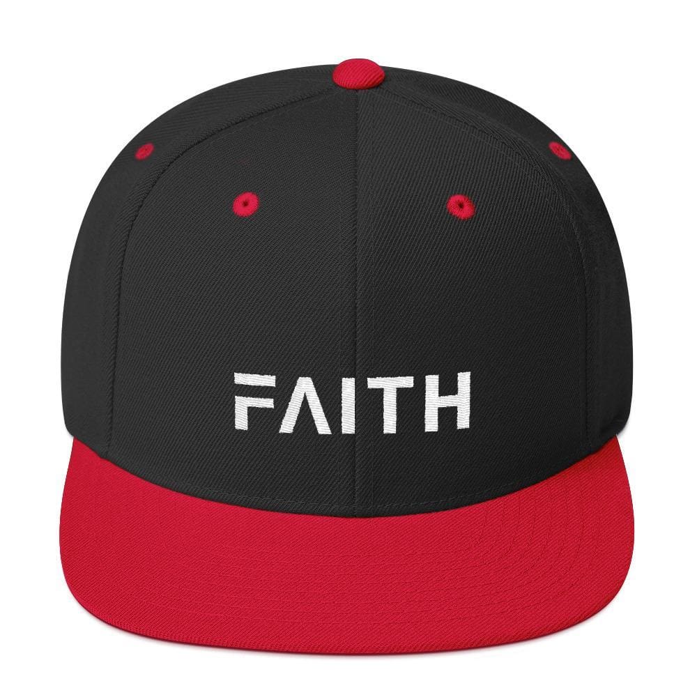Faith Snapback Hat with Flat Brim - One-size / Black/ Red - Hats