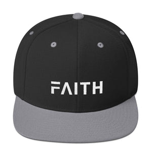 
            
                Load image into Gallery viewer, Faith Snapback Hat with Flat Brim - One-size / Black/ Silver - Hats
            
        