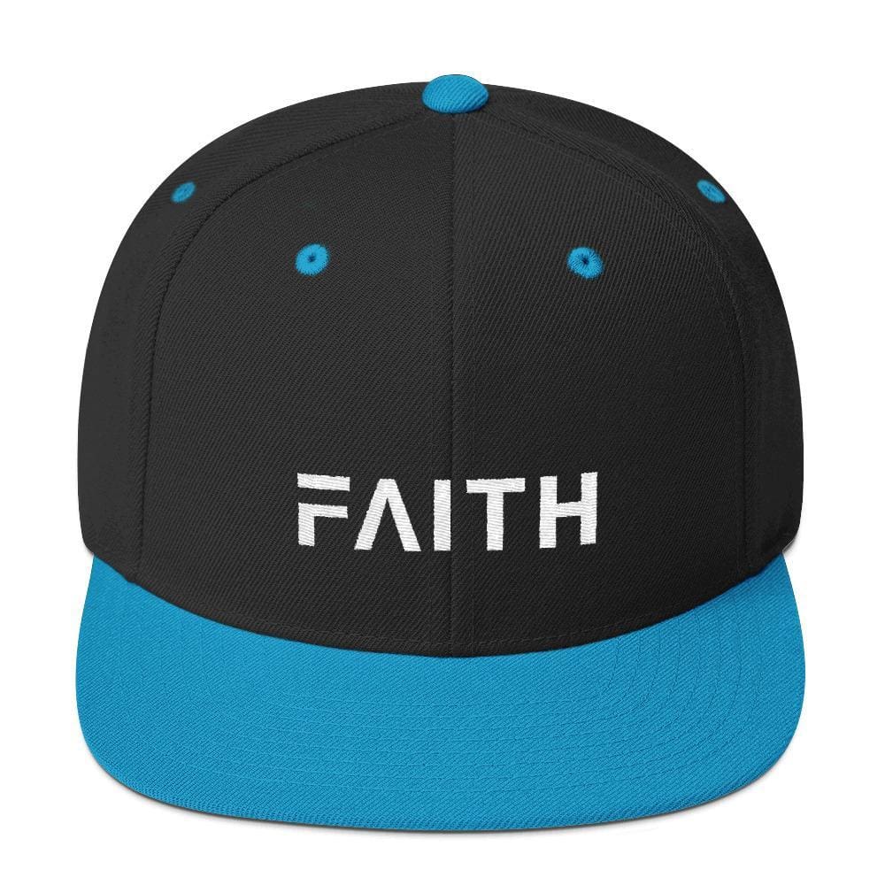Faith Snapback Hat with Flat Brim - One-size / Black/ Teal - Hats