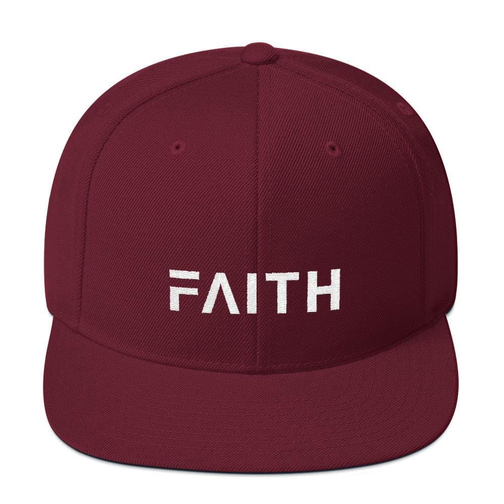 Faith Snapback Hat with Flat Brim - One-size / Maroon - Hats