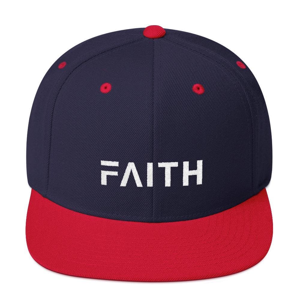 Faith Snapback Hat with Flat Brim - One-size / Navy/ Red - Hats