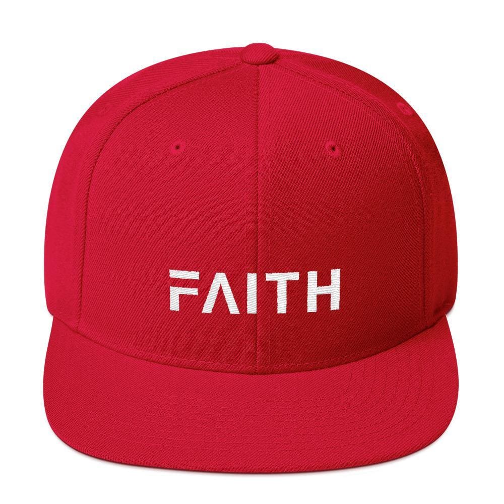 
            
                Load image into Gallery viewer, Faith Snapback Hat with Flat Brim - One-size / Red - Hats
            
        