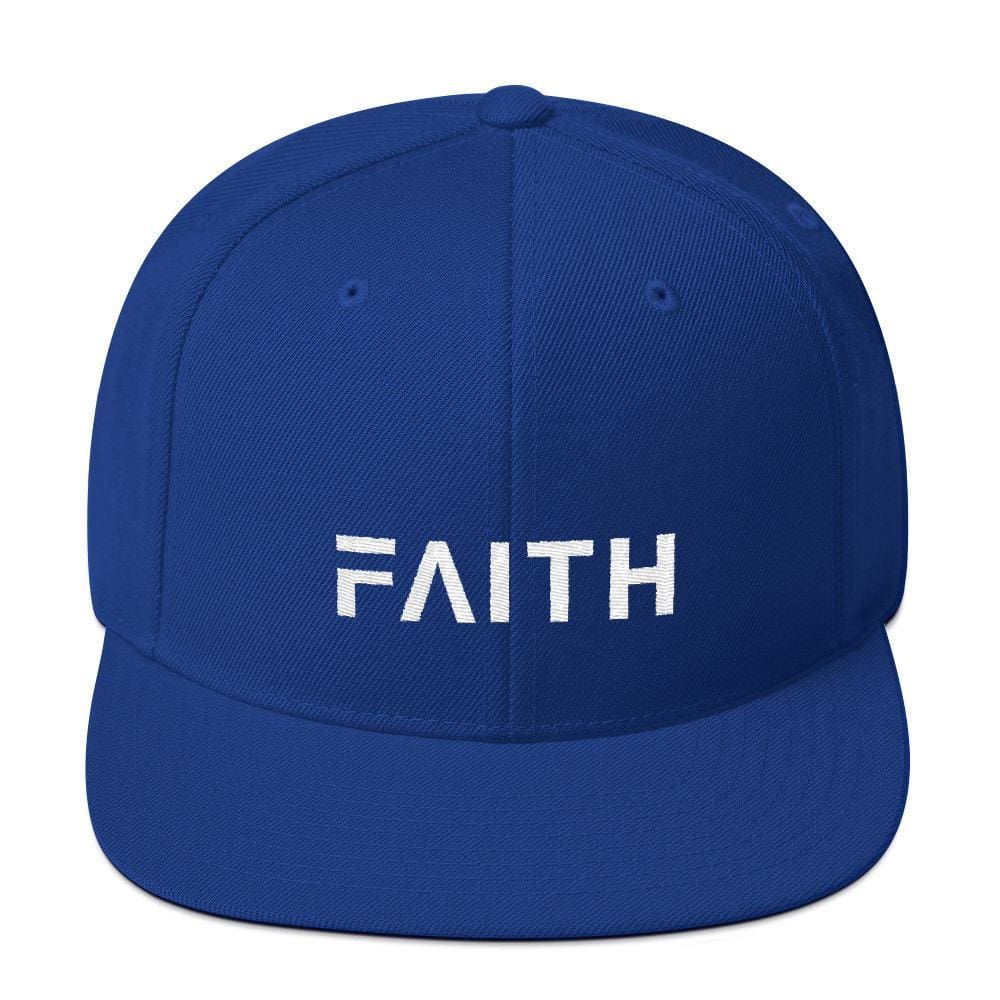 
            
                Load image into Gallery viewer, Faith Snapback Hat with Flat Brim - One-size / Royal Blue - Hats
            
        