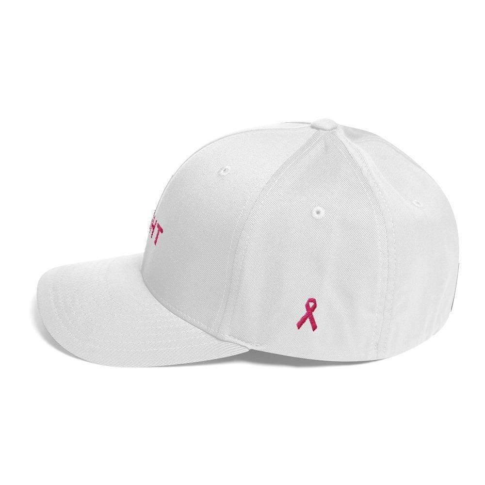 Fitted Breast Cancer Awareness Hat With Fight & Pink Ribbon - Hats