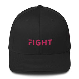 Fitted Breast Cancer Awareness Hat With Fight & Pink Ribbon - S/m / Black - Hats