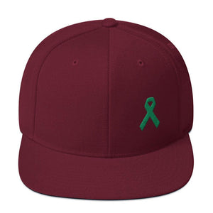 Green Awareness Ribbon Flat Brim Snapback Hat - One-size / Maroon - Hats