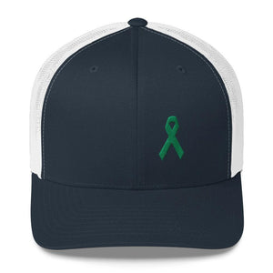 
            
                Load image into Gallery viewer, Green Awareness Ribbon Snapback Trucker Hat - One-size / Navy/ White - Hats
            
        