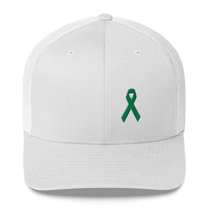 Green Awareness Ribbon Snapback Trucker Hat - One-size / White - Hats