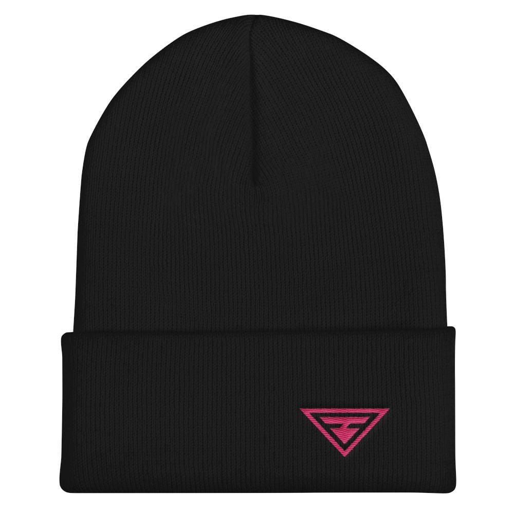 
            
                Load image into Gallery viewer, Hero Cuffed Beanie with Pink Embroidery - One-size / Black - Hats
            
        