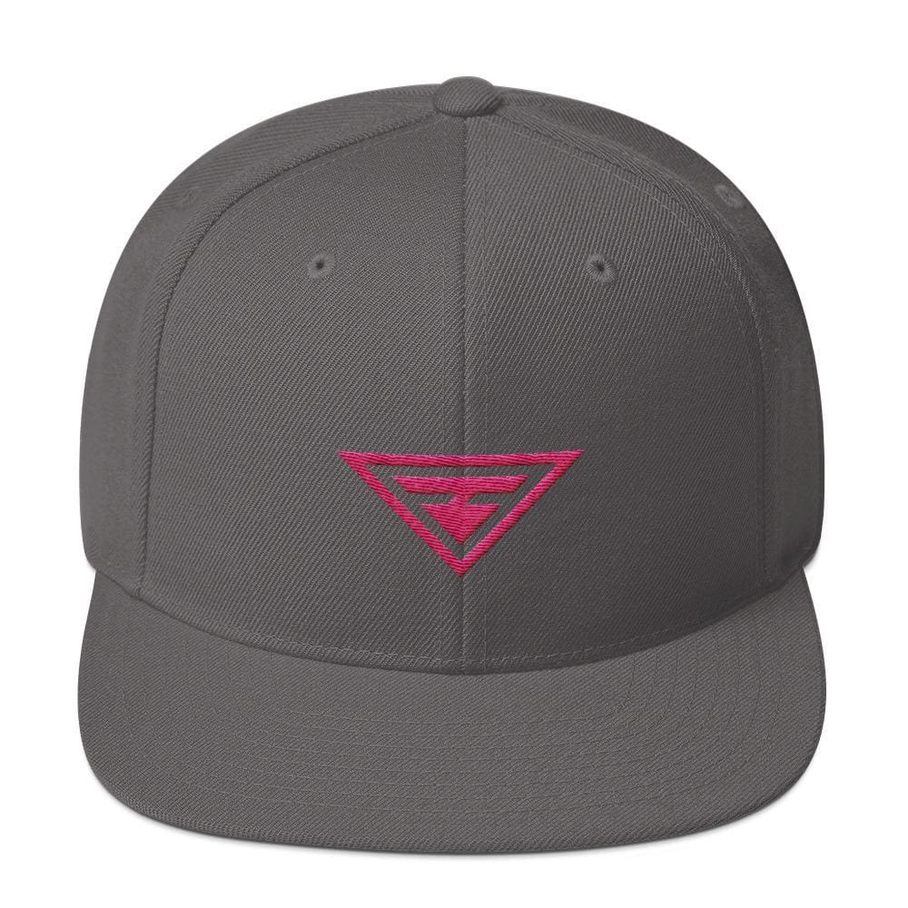 Hero Snapback Hat with Flat Brim Embroidered in Pink Thread - One-size / Dark Grey - Hats