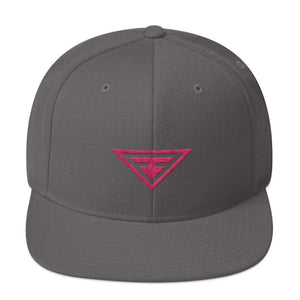 Hero Snapback Hat with Flat Brim Embroidered in Pink Thread - One-size / Dark Grey - Hats
